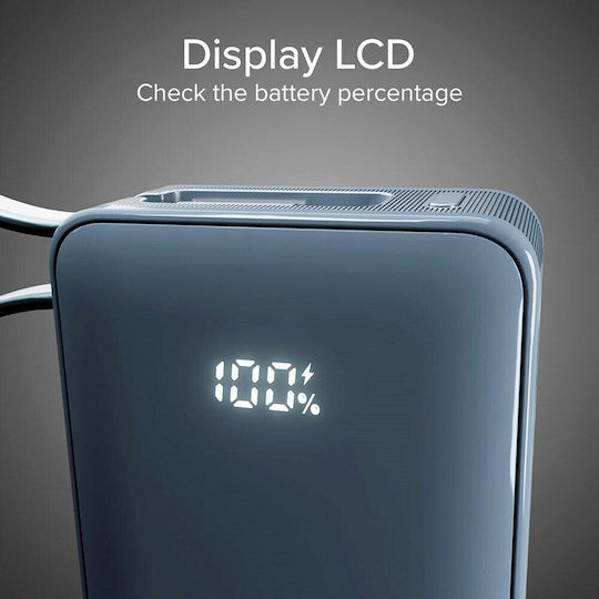 SBS Power Bank 10000mAh 22.5W με Θύρα USB-A και Θύρα USB-C Power Delivery Μπλε