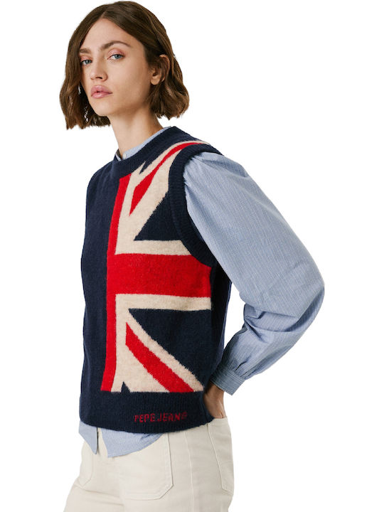 Women's Sleeveless Sweater Cotton Navy Blue