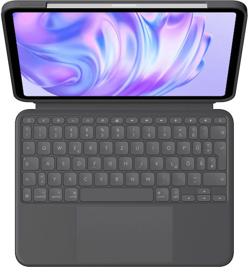 Logitech Combo Touch Flip Cover με Πληκτρολόγιο στα Γερμανικά Γκρι (iPad Pro 2024 11")