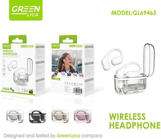 Green Lyca GL69465 Open Ear Bluetooth Handsfree Ακουστικά με Θήκη Φόρτισης Λευκά