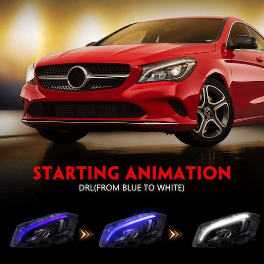 Set Front Lights Mercedes-Benz Cla W117 13-19 Look Facelift Black Full Led Drl 2 Pieces 0033359