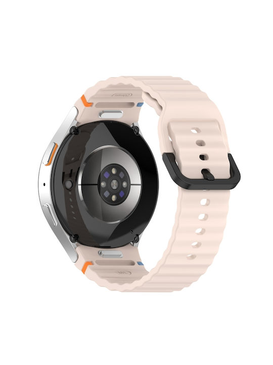 Samsung Galaxy Watch 6 40 44mm Wavy Grain Stitched Black Buckle Silicone Watch Band Ροζ