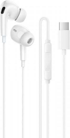 Borofone Bm100 Pro Fuente In-ear Handsfree Ακουστικά με Βύσμα USB-C Λευκό