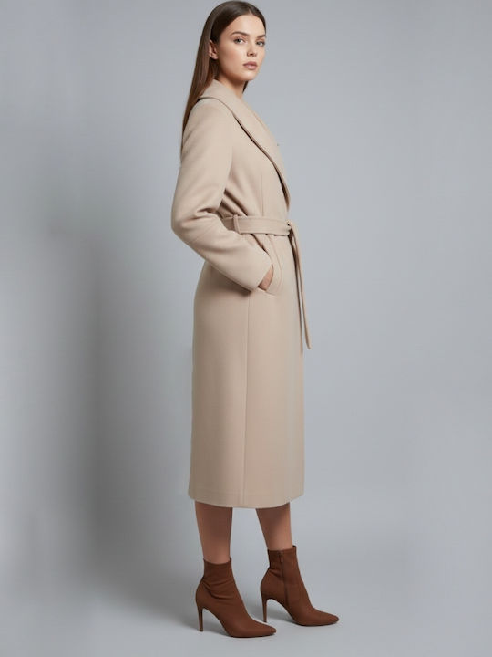 Women's Black Coat with Belt