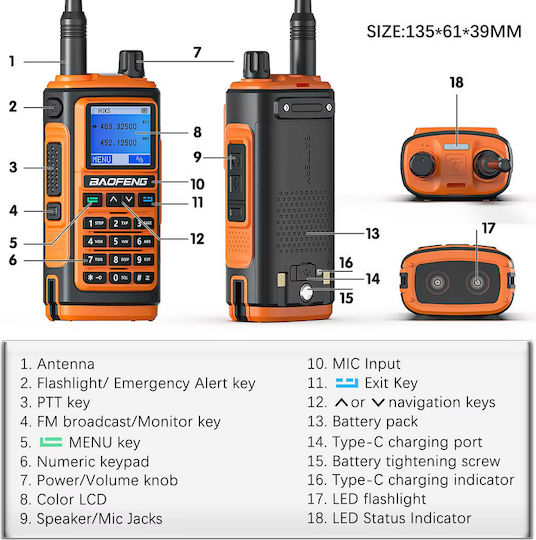 Baofeng BF-UV17 Wireless Transceiver UHF/VHF 8W with Color Screen