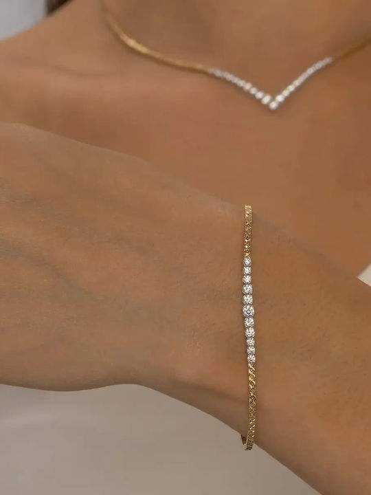 Set with Necklace & Bracelet from Gold 14K with Stones
