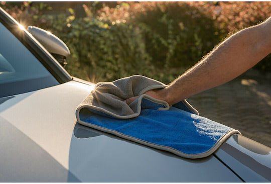 Premium Qualität Doppeltes Mikrofaser-Auto-Tuch 50x70 Cm Grau Blau