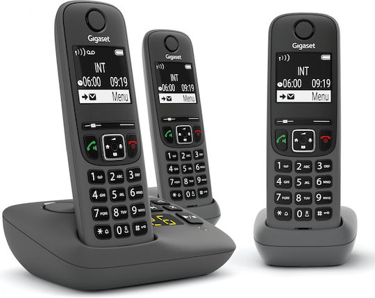 Gigaset AE690A Безжичен Телефон Трио с Българско Меню Сив
