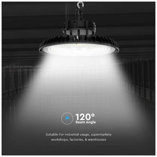 V-TAC Φωτιστικό Καμπάνα 200W Φυσικό Λευκό με Ενσωματωμένο LED Μαύρο Ø320cm