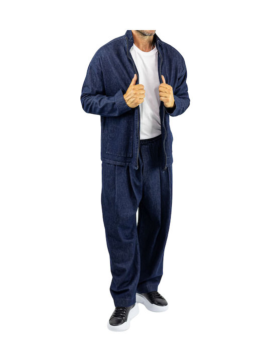 Ανδρικό Παντελόνι Τζιν με Loose Εφαρμογή Black, Blue