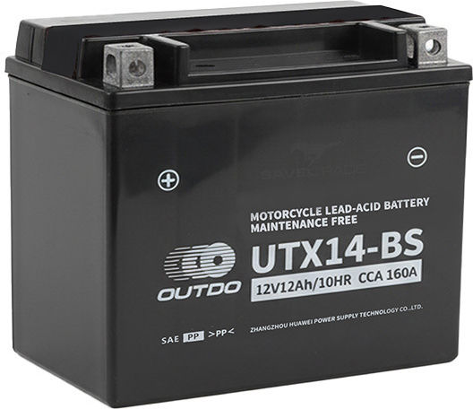 Outdo Super MF Closed Type Motorcycle Battery YTX14-BS with Capacity 12Ah