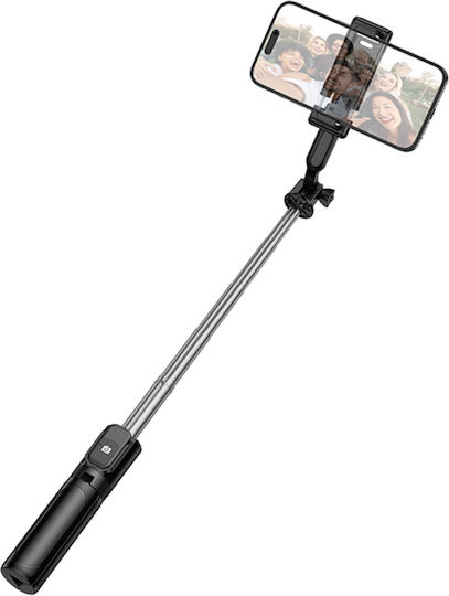 Borofone Selfie Stick By14 Graceful Bluetooth Tripod Remote Control Black