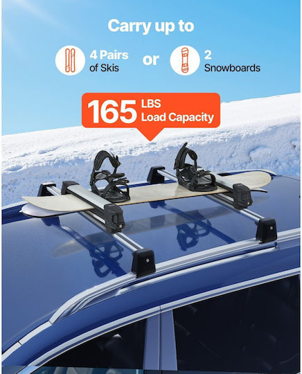 Vevor Car Ski Mounts Suitable for 4 Ski Pairs or 2 Snowboards