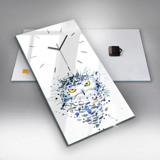 Tulup Kinder-Wanduhr Eule Blick Glas 30x60cm