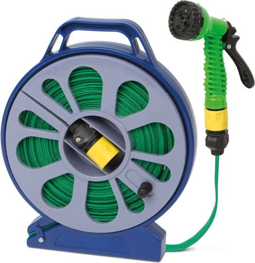 Irrigation Kit 15m Flexible Material Hose Reel 7-in-1 Nozzle Connectors