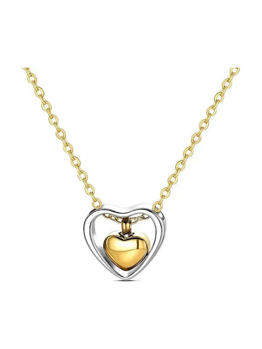 Necklace with design Heart from Gold Plated Steel