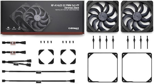 Noctua NF-A14x25 G2 PWM Case Fan 140mm (1500rpm / 91.58cfm) Without LED Lighting and 4-Pin Connection 2pcs