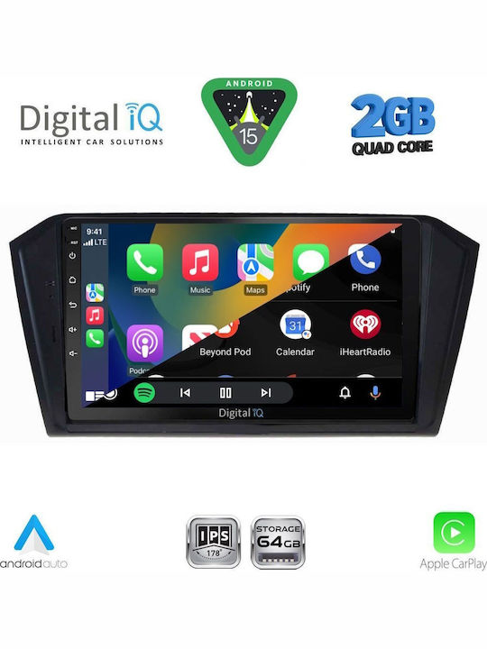 Digital IQ Car Audio System for Volkswagen Passat 2016-2023 (Bluetooth/USB/WiFi/GPS/Apple-Carplay/Android-Auto) with Touch Screen 10"