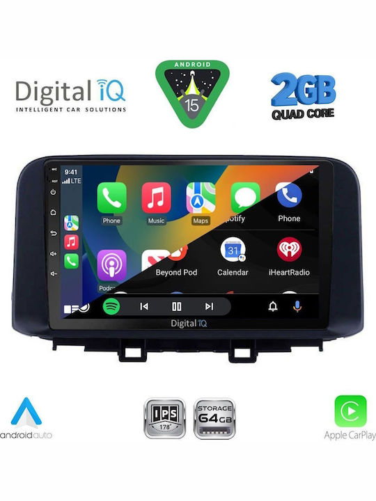 Digital IQ Car Audio System for Hyundai Kona 2017-2023 (Bluetooth/USB/WiFi/GPS/Apple-Carplay/Android-Auto) with Touch Screen 10"