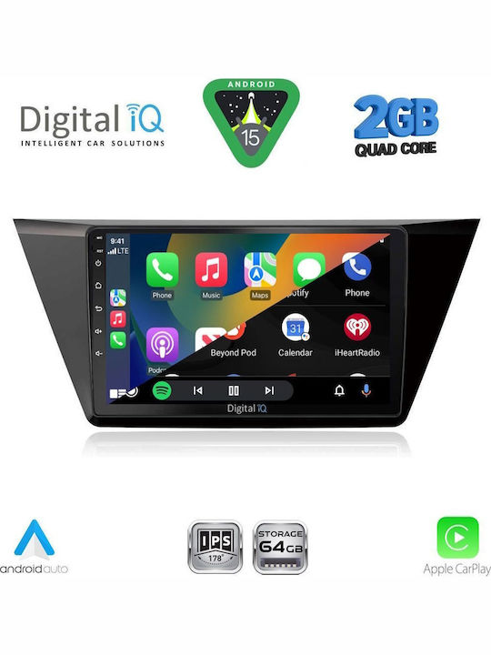 Digital IQ Car Audio System for Volkswagen Touran 2016 (Bluetooth/USB/WiFi/GPS/Apple-Carplay/Android-Auto) with Touch Screen 10"