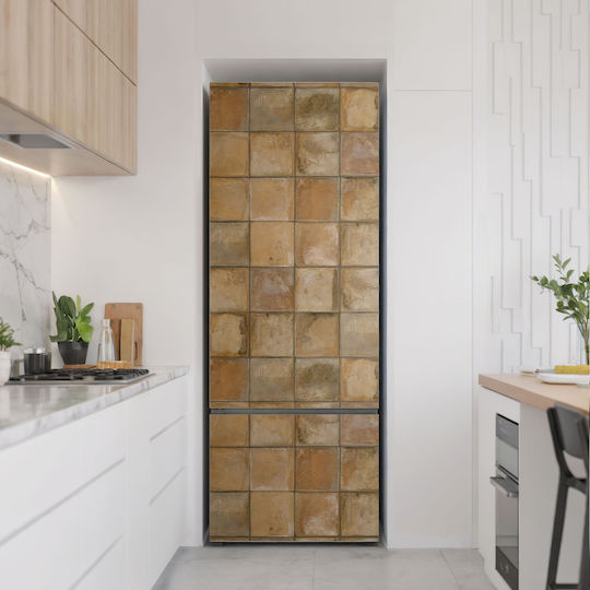 Magnetic Refrigerator Cover Kitchen Tiles Earth Tones 70x190 Cm