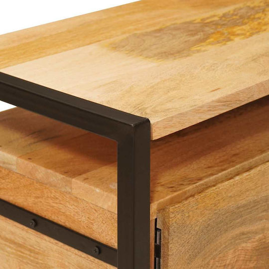 Bufet din Lemn Masiv & Metal cu Sertare Maro 110x30x40cm Bufet din Lemn Masiv & Metal cu Sertare Maro 110x30x40cm