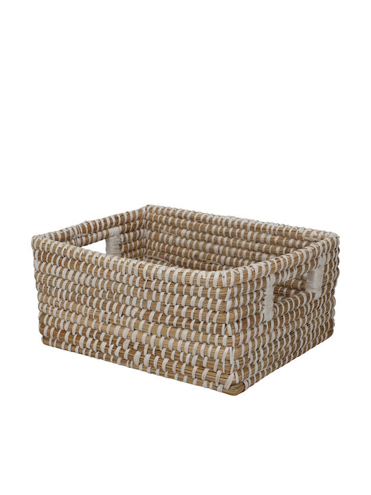 Set Decorative Baskets Wicker with Handles Brown 2 Pieces
