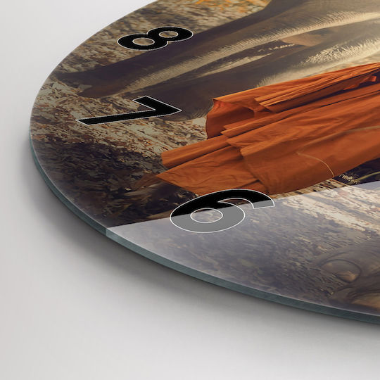 Tulup Αθόρυβο Ρολόι Τοίχου Γυάλινο Πορτοκαλί Ø60cm