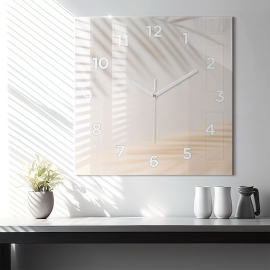 Tulup Silent Wall Clock Glass Beige 60x60cm