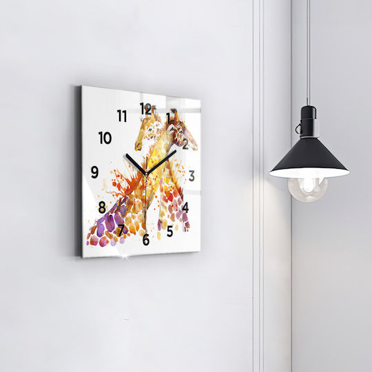 Tulup Αθόρυβο Ρολόι Τοίχου Γυάλινο Κίτρινο 30x30cm