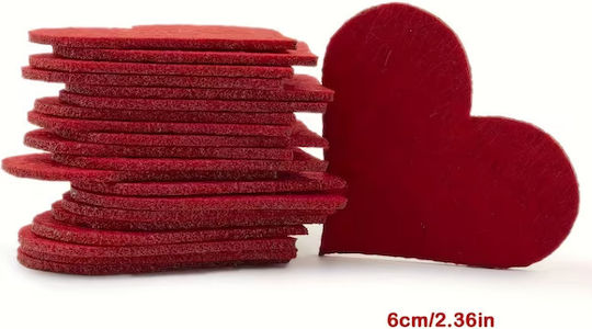 25 Inimi Roșii Fleece 6cm