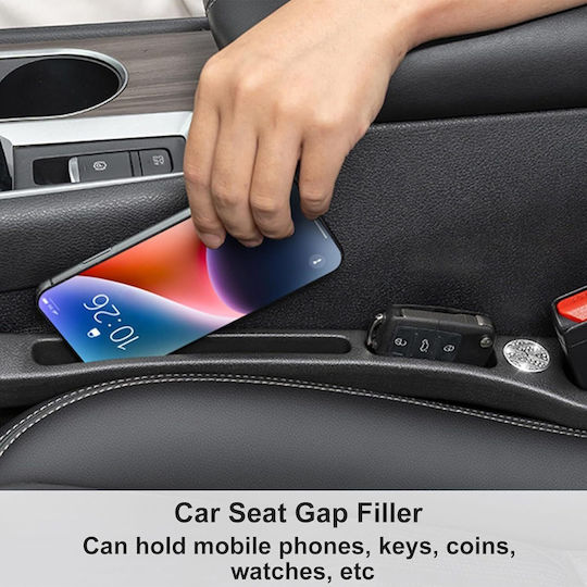 Set 2 Suporturi Pentru Scaun Auto 2-în-1 Compartiment De Depozitare Zola Anticădere Pentru Telefon Chei 40,9 × 6,5 × 3,3 Cm Negre