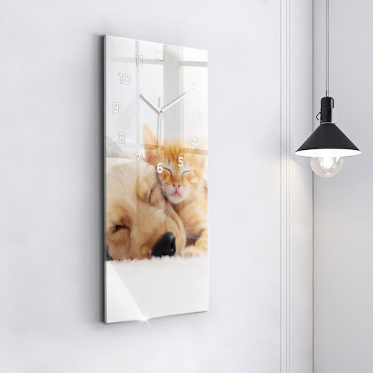Tulup Αθόρυβο Ρολόι Τοίχου Γυάλινο Κίτρινο 30x60cm