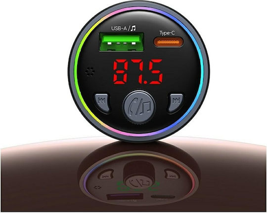 Usams Auto-Ladegerät 30W mit Anschlüssen: 1xUSB 1xType-C und FM-Sender