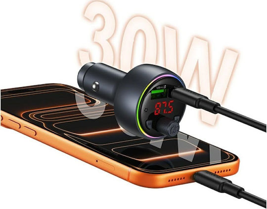 Usams Auto-Ladegerät 30W mit Anschlüssen: 1xUSB 1xType-C und FM-Sender