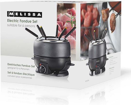 Melissa Electric Metallic Fondue Pot Black 25x16.5x21.5cm