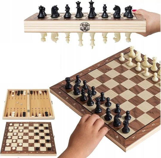 Σετ Πλαστικά Πούλια & Ζάρια για Τάβλι Καφέ / Μπεζ 5.08cm