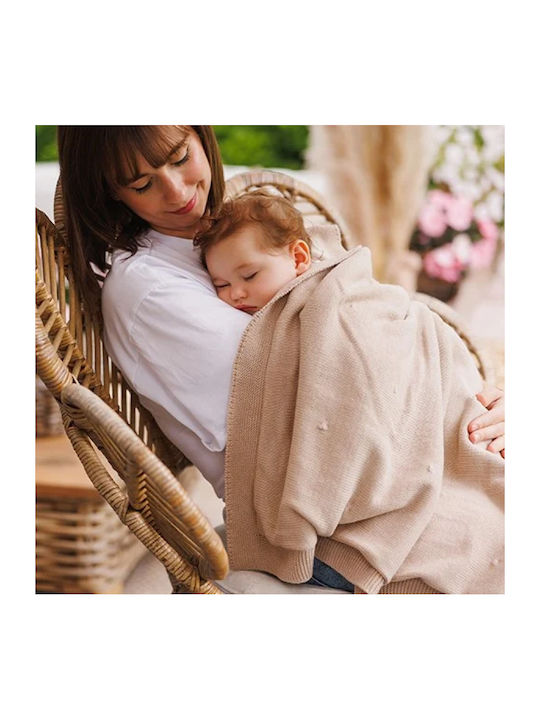 Babyono Κουβέρτα Αγκαλιάς & Λίκνου Βαμβακερή Μπεζ 75x100εκ.