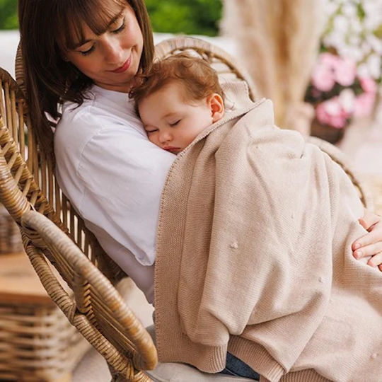 Babyono Κουβέρτα Αγκαλιάς & Λίκνου Βαμβακερή Μπεζ 75x100εκ.