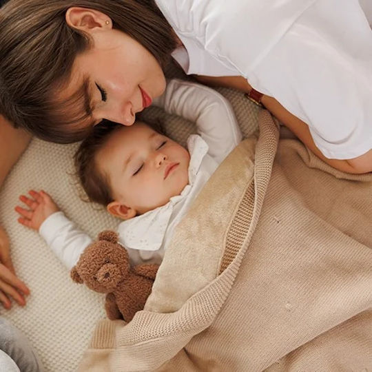 Babyono Κουβέρτα Αγκαλιάς & Λίκνου Βαμβακερή Μπεζ 75x100εκ.