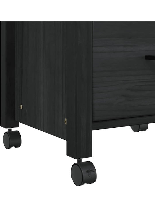 vidaXL Wooden Kitchen Trolley 3 Tiers Black 48x40x88.5cm