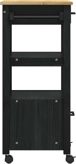 vidaXL vidaXL Küchenwagen Hölzernes 3 Ebenen Schwarz 48x40x88,5cm