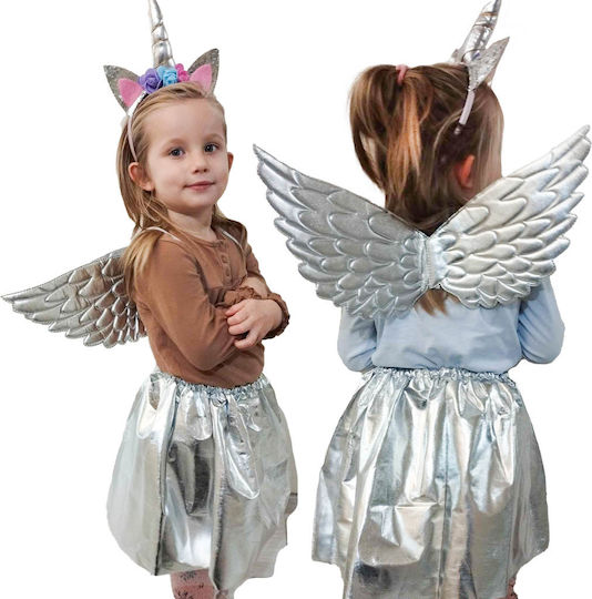 Αποκριάτικα Φτερά Πλάτης Ασημί για Halloween