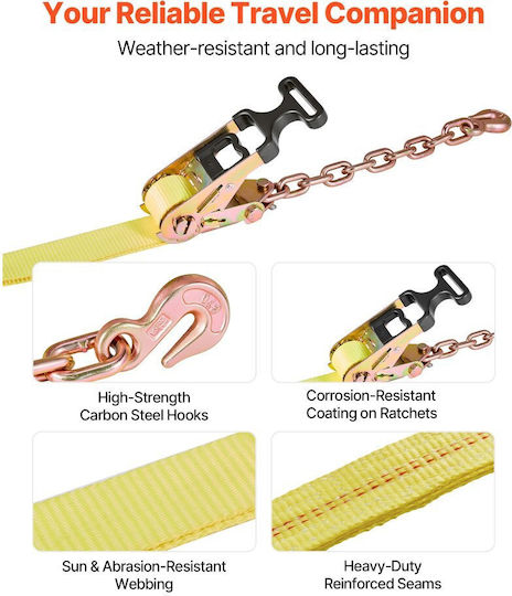 Wheel Chock Tie Down Kit Vevor Car Towing Strap Tire Type Car Tie Down Kit Heavy Duty Hook Break Strength 4540 Kg & Working Load 1512 Kg Motorcycle Atv Suv Snowmobiles Tie Down System
