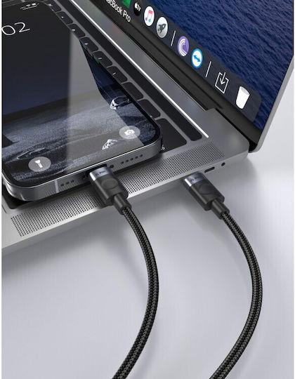 iPEAX Braided USB 2.0 Cable USB-C male - USB-C Μαύρο 1m