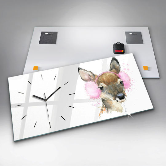 Tulup Deer Glass Kids Wall Clock 60x30cm