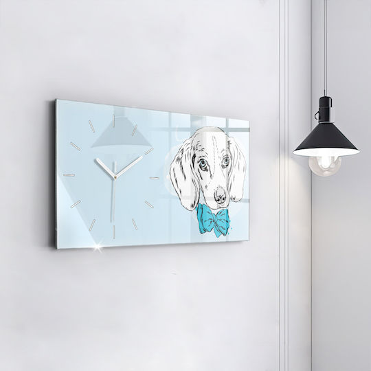 Tulup Ceas de Perete pentru Copii cu Cățeluș din Sticlă 60x30 cm