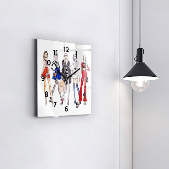 Tulup Kids Wall Clock Modern Girls Glass 30x30cm