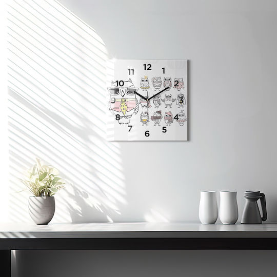 Tulup Kinder Wanduhr Glas 30x30cm