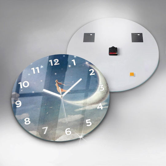 Tulup Kids Wall Clock Little Moons Glass